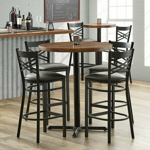 Lancaster Table & Seating LT 36'' Round Bar Height Recycled Wood Table - Vintage Finish 349B36RDVINX